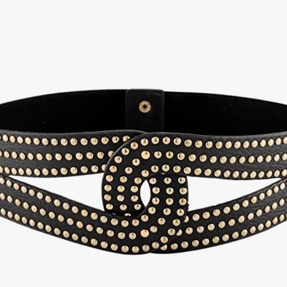 Wide Waist Belts for Women Vintage Stretchy Cinch Belts Fashion Studded Rivet El
